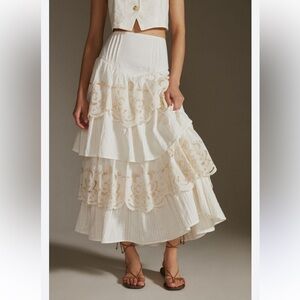 Anthropologie White Maxi Skirt